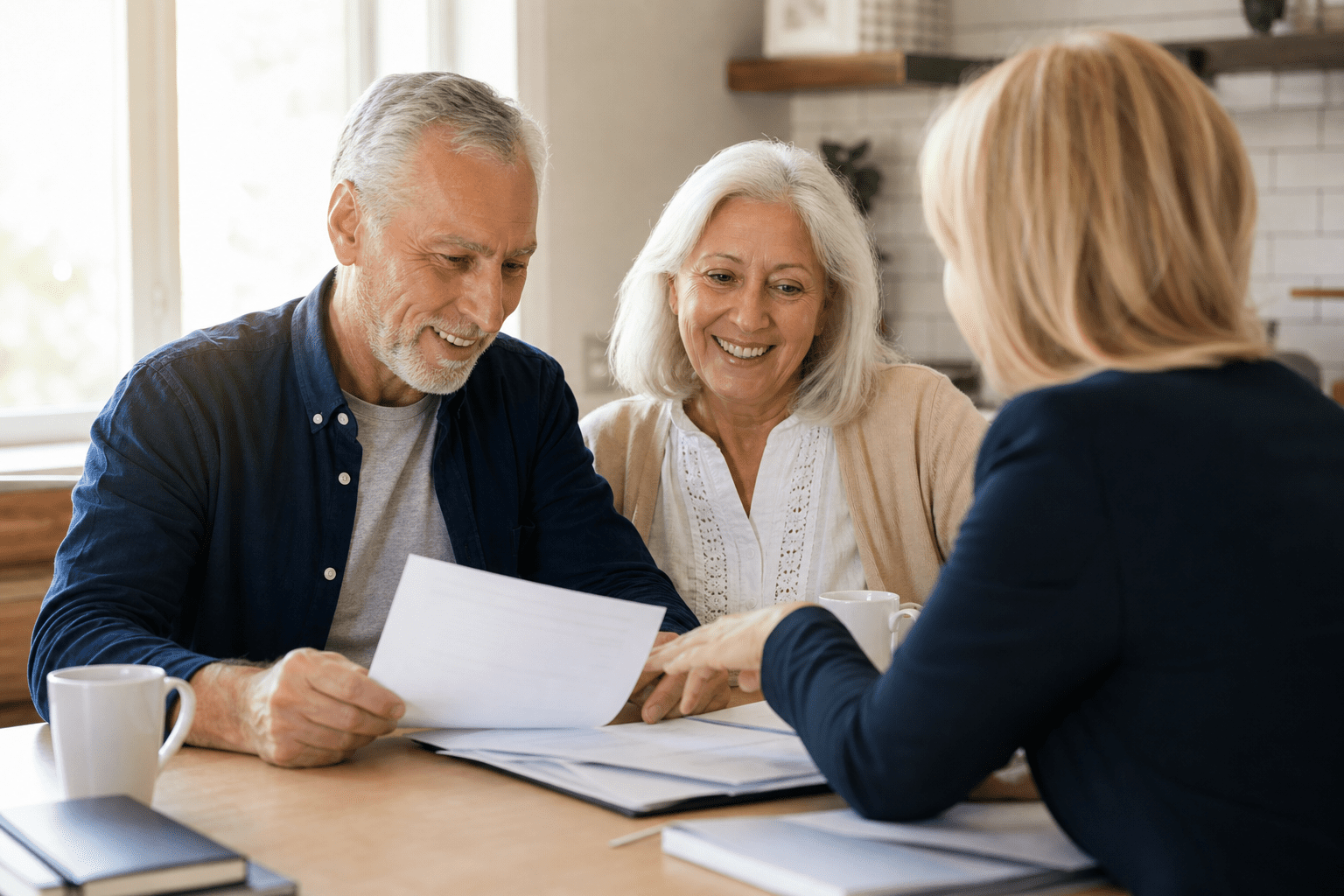 Senior couple reviewing Medicare Advantage options with advisor